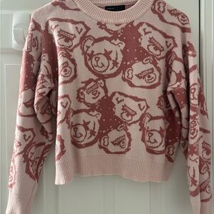 SHEIN Pink Bear Motif Sweater